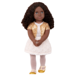 DOLL W/ DRESS & GOLD SEQUIN...